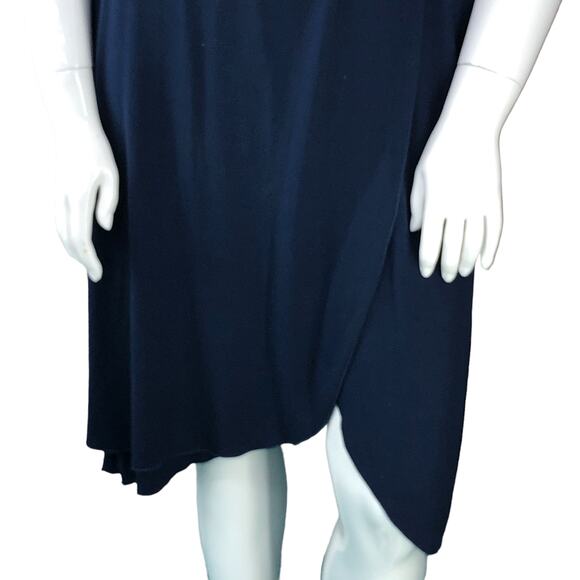 Fresh Produce Womens Size M Dress Navy Blue Wrap Stretch VNeck Knee Length NEW - Picture 3 of 15